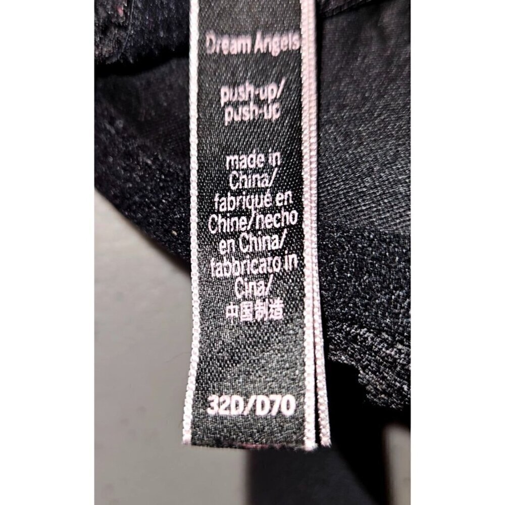 Victoria's Secret Dream Angel Black Push Up Bra Sz 32 D Moulded Underwire Smooth - Picture 12 of 13
